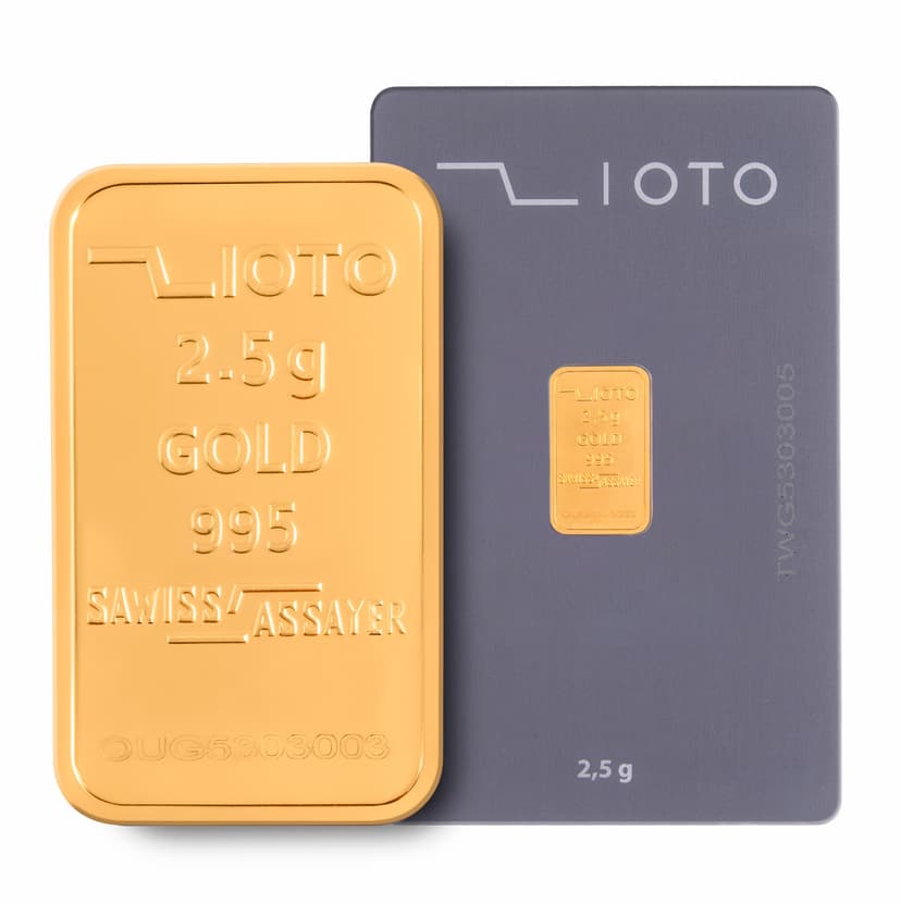 خرید آنلاین طلا شمش استاندارد 2.5 گرمی ۲۴ عیار زیوتو (معادل 3.317 گرم طلای 18 عیار)
